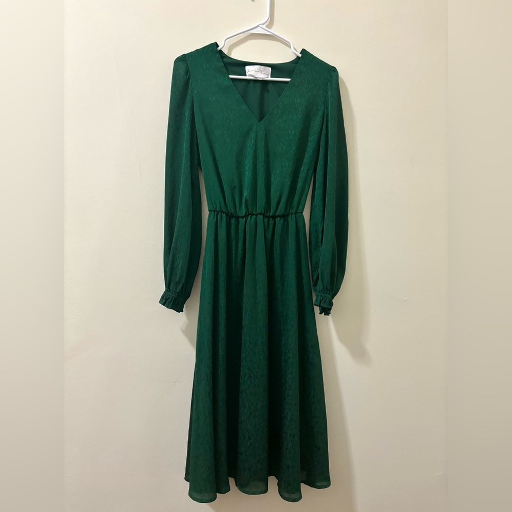 Charles Henry floral detailed green midi dress